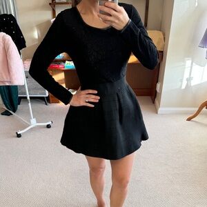 Black Lace Skater Mini Dress